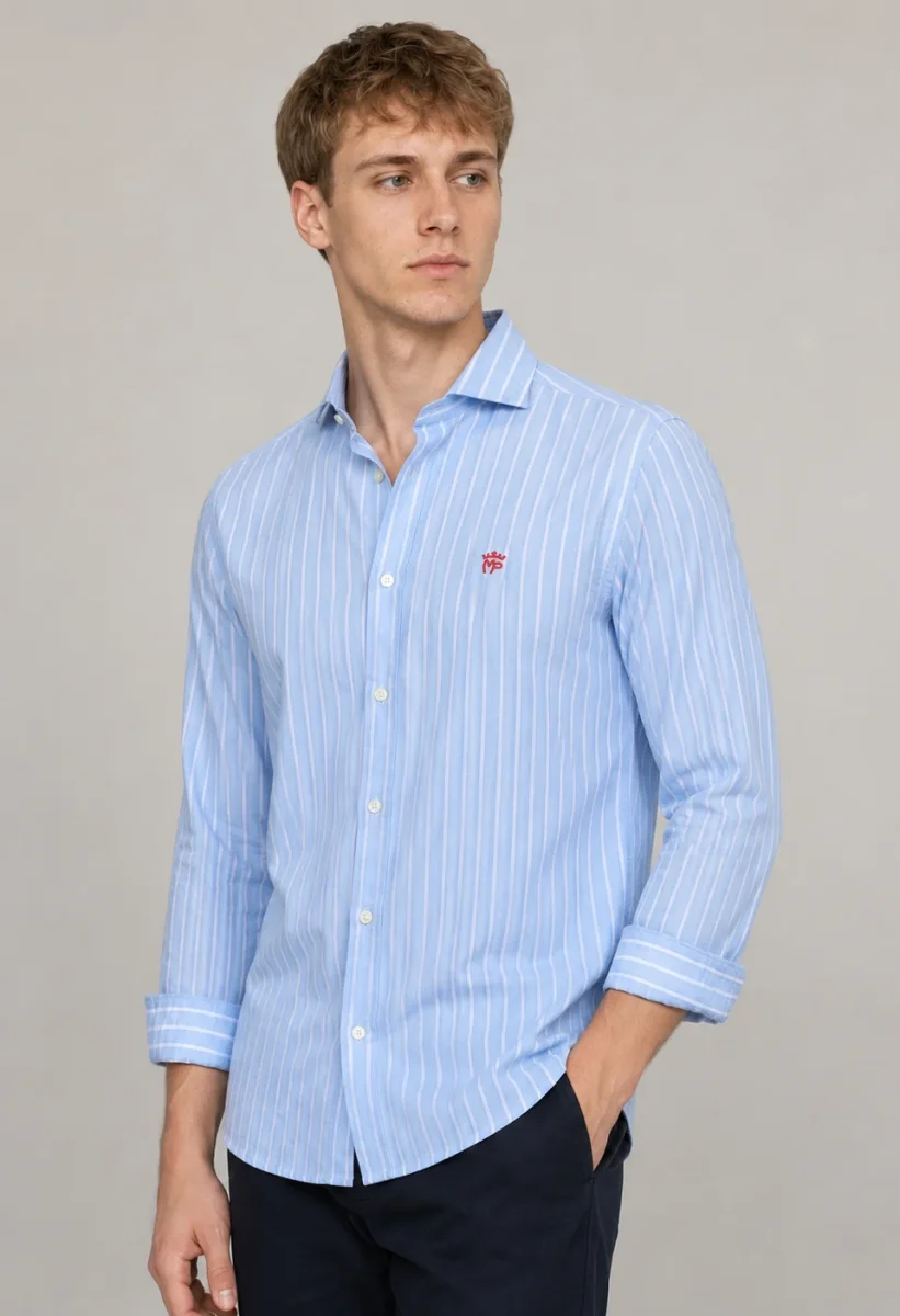 CAMISA MONTEPICAZA AZUL RAYA BLANCA MOD: 207.