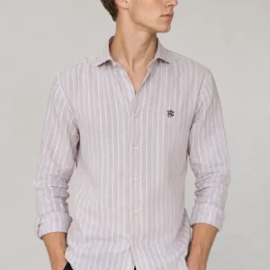 CAMISA MONTEPICAZA BEIGE RAYA BLANCA MOD: 209.